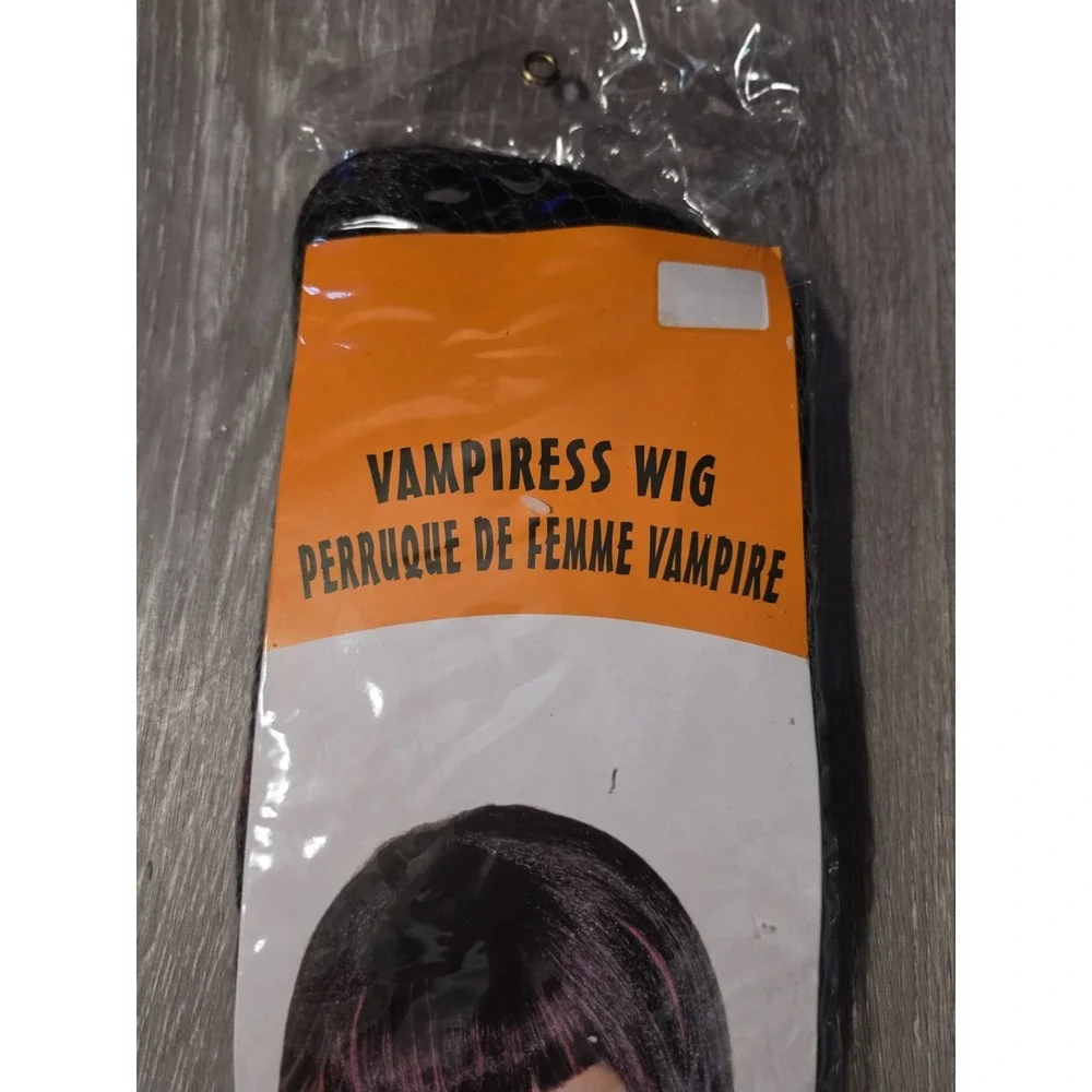 Nos Vtg Halloween Costume Adult Long Black Vampiress Vampire  Wig Theater